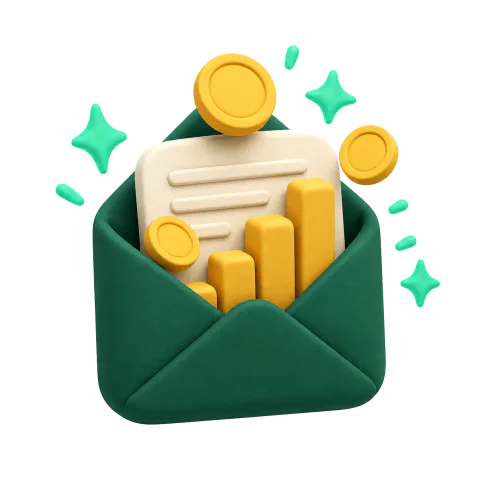 Illustration of economic concepts: rising charts, a balance scale, and coins
