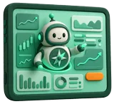 Claymorphic modern trading tablet with a small robot-compass Navigator figure — the modern platform